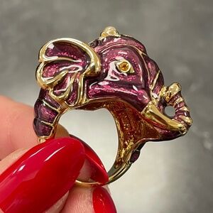 Purple Kenneth Jay Lane Enamel Good Luck Elephant Ring